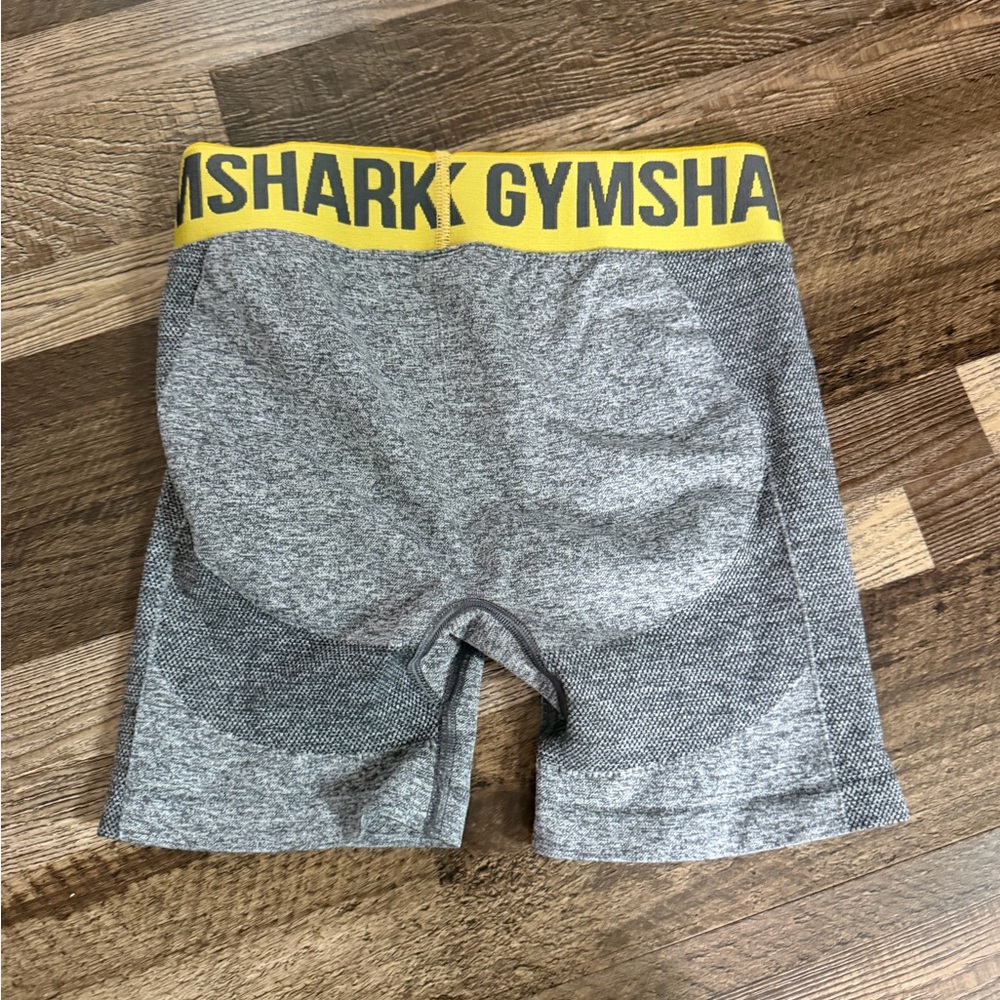 Gymshark Gray Seamless Shorts with Yellow Logo Waistband